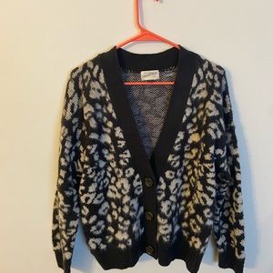 White and gray fuzzy Women’s extra small cardigan